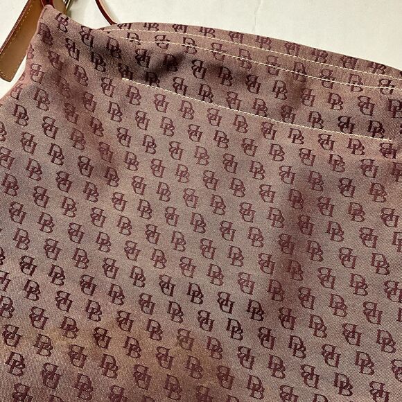 Dooney & Bourke Shoulder Bag Hobo Purse Signature Logo Canvas DB Leather Satchel - Picture 2 of 14